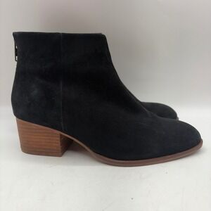 Anthropologie Seychelles Floodplain Black Suede Ankle Boots Zip Womens Size 7.5